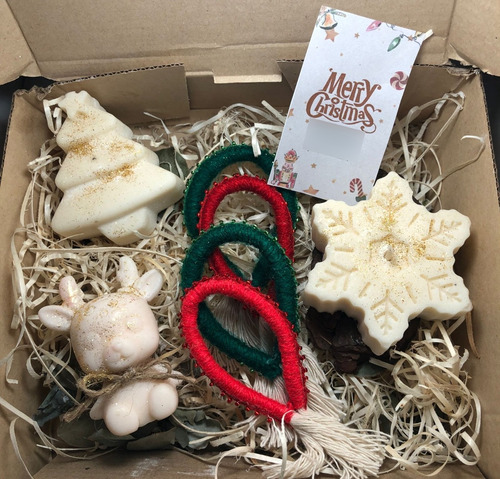 Caja Regalo Box Navidad Vela, Porta Servill, Jabon Aromatico