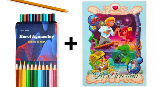 Cuento Infantil La Sirenita + Caja De 12 Colores