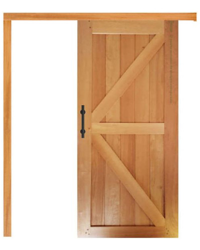 Porta De Correr Celeiro Madeira Maciça Mapaf 100x210cm