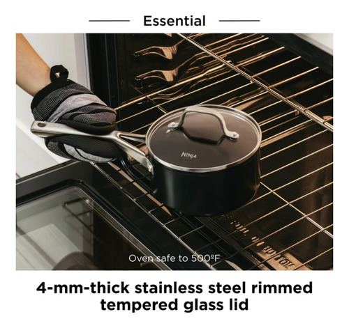 Ninja Neverstick Essential C19700 Bateria De Cocina 14 Pzas Black