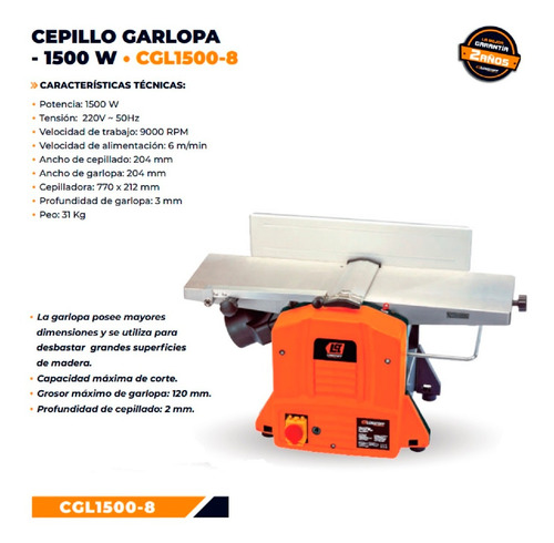 Cepilladora Garlopa Combinada De Banco Lusqtoff Cgl1500-8