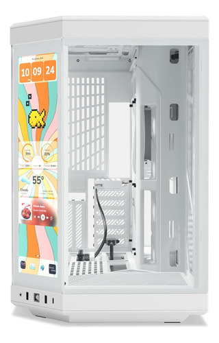 Gabinete de jogos Hyte Y70 Touch Infinite Eatx com USB-c temperado branco