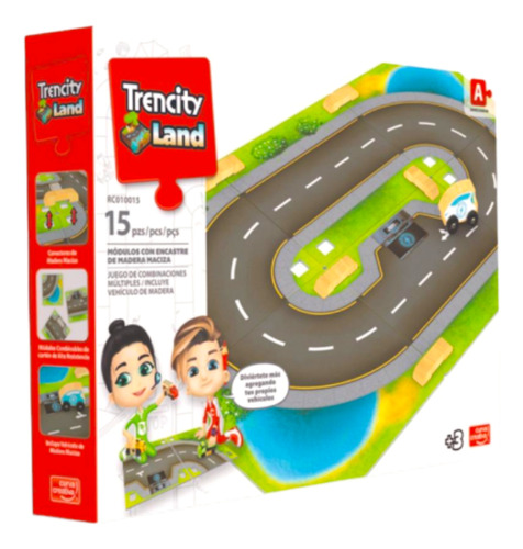 Trencity Modulo Madera Encastre Pista Vehiculo 15 Piezas