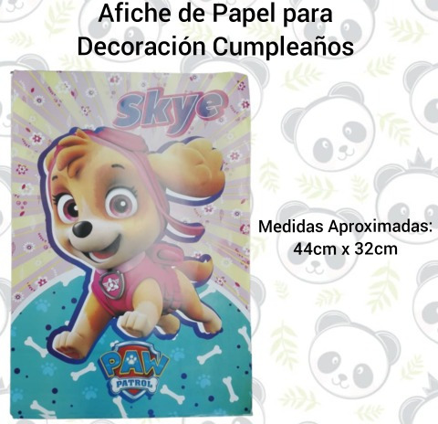Afiche Para Piñata Cumpleaños Precio Por 2 Skye Paw Patrol