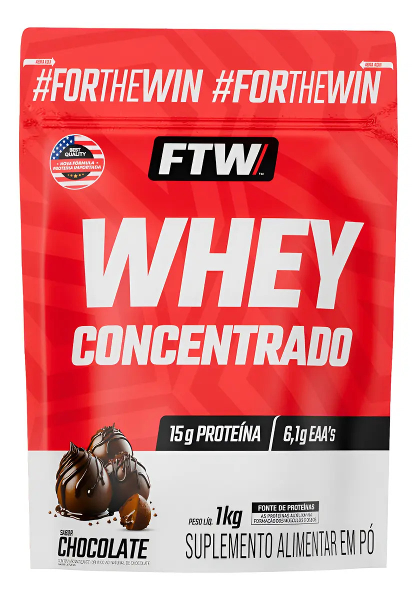 Whey Protein Concentrado 1kg Sabor Chocolate - Ftw
