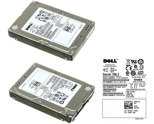 0x162k Dell 146gb Sas 6g 15k 2.5 9fu066-150 St9146852ss Ht6 Cor Prata