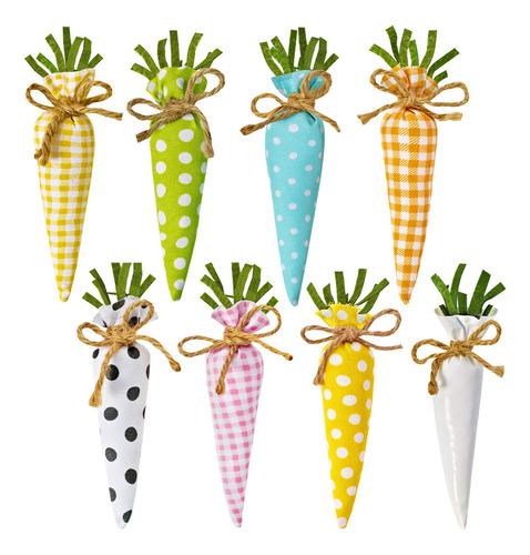 N 8 Piezas De Decoraciones De Zanahoria De Pascua A Cuadros
