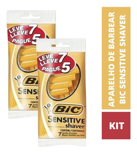 Imagem 1 de 2 de Kit Aparelho De Barbear Bic Sensitive Shaver C/ 14 Unidades