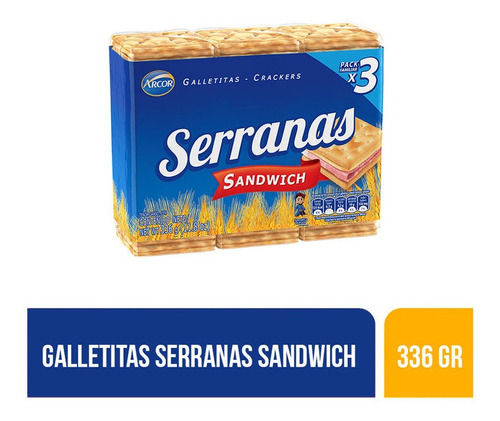 Galletitas Serranas Sandwich Pack Familiar X 3 Arcor 336 Gr