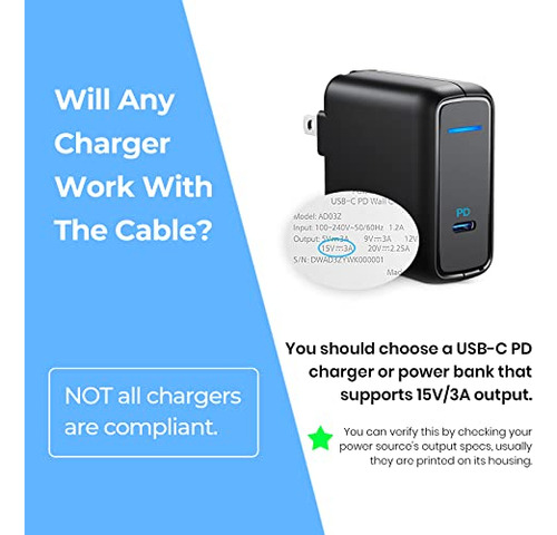 Cable De Carga Surface Connect A Usb-c De 15 V/3 A, Compatib