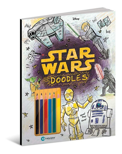 Imagem 2 de 4 de Culturama Livro Para Ler E Colorir Star Wars Doodles