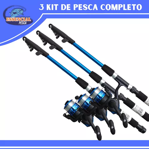 Kit 3 Vara Molinete Pesca Completo Ultralight 5k Acessório