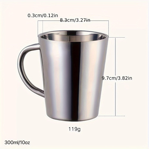 Taza De Acero Inoxidable Aislada Premium De 10oz Con Asa -