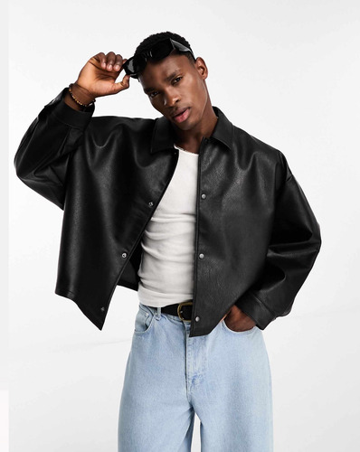 Campera De Cuero - Boxy Fit -de Asos Design