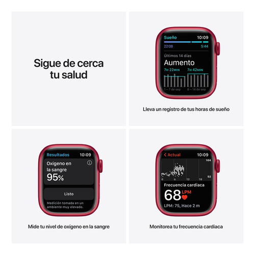 Imagen 5 de 9 de Apple Watch Series 7 (GPS + Cellular, 41mm) - Caja de aluminio (PRODUCT)RED - Correa deportiva (PRODUCT)RED