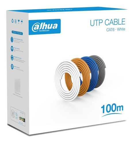 Cable Utp Dahua 100% Cobre Cat6 100 Mts Blanco Antiflama