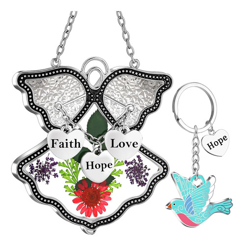 Suncatcher Angel Faith Hope Love Vidrieras Mamá, Campa...