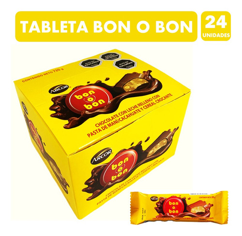 Chocolate Tableta Bon O Bon - Arcor (caja Con 24 Unidades)