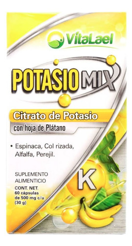 Potasio Mix 60 Cap Fortalece Los Músculos Y Articulaciones Sabor Neutro