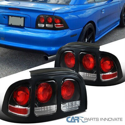 Fits 94-98 Ford Mustang Black Clear Reverse Tail Lights  Ttx