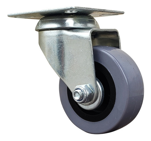 Imagen 3 de 10 de Rueda Giratoria Gris Pvc 50x18 Mm S/ Freno Con Buje De Acero