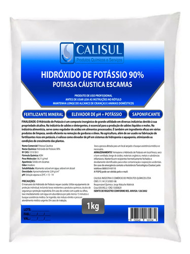 Hidróxido De Potássio 90% - Potassa Cáustica Premium - 1kg