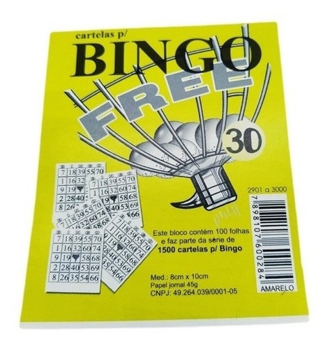 Conjunto Cartelas 20 Blocos Jogo Bingo 2000 Folhas 10cm Am