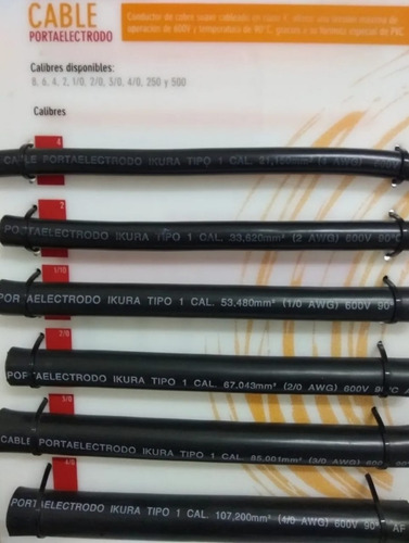Cable Portaelectrodo Calibre 250 Kcm Rollo De 16 Metros