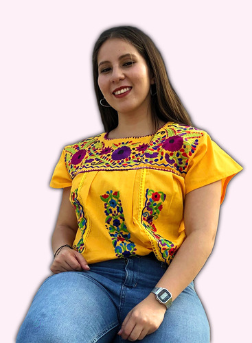 Hermosa Blusa Artesanal Dama Bordada San Antonio