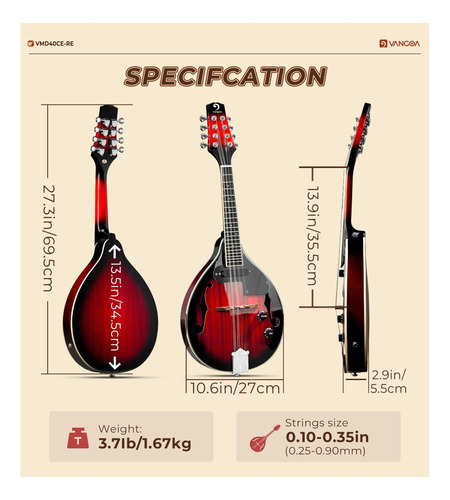 Instrumento Musical De Mandolin Vangoa Un Estilo Acústico De