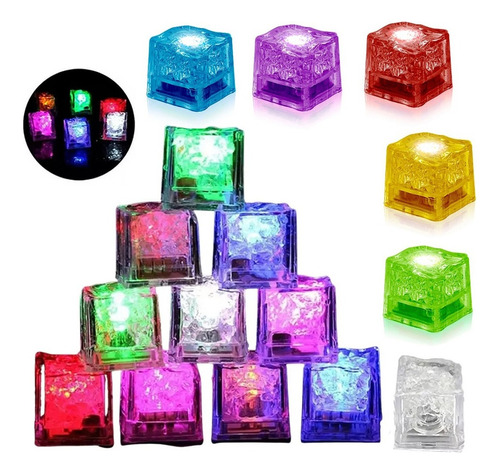 48 Cubo Hielo Led Luminoso Multicolor Mayoreo Boda Fiesta