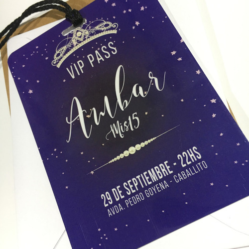 Pase Vip Invitación 15 Años Tarjeta Credenciales X 10
