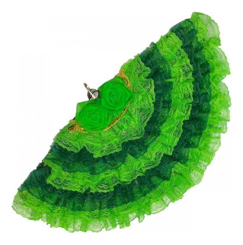 Leque Pomba Gira Cigana Verde Esmeralda Super Luxo Cor Verde-escuro