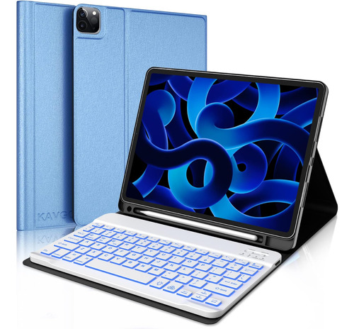 Funda Con Teclado Marca Kvago / Para iPad 10.9  / Blue