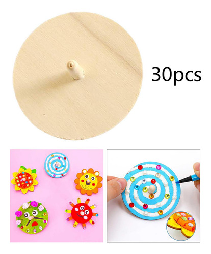 30 Piezas De Madera Sin Terminar Top, Kids Gyro Toys,