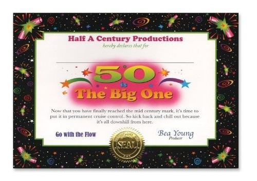 Beistle 6-pack 50 Is The Big One Certificate, ***** X ***** 