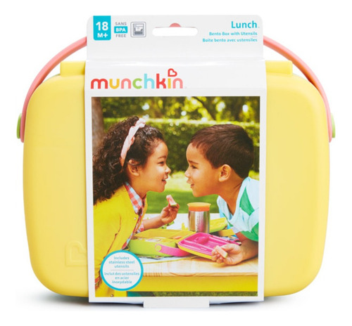 Bento Box Munchkin ® Verde / Rosa / Amarelo Com Talheres