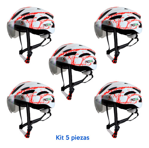 Kit 5 Cascos Con Lentes Para Bicicleta/montaña Fon400w
