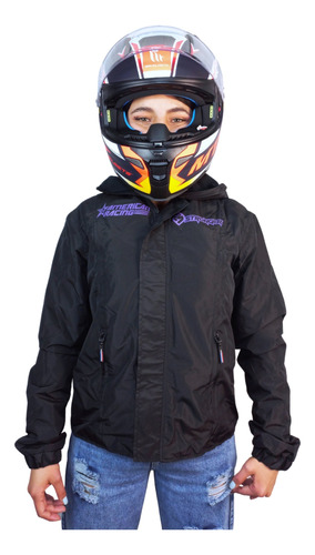 Chaqueta Reflectiva Térmica Dama Negro/purpura En Aolmoto