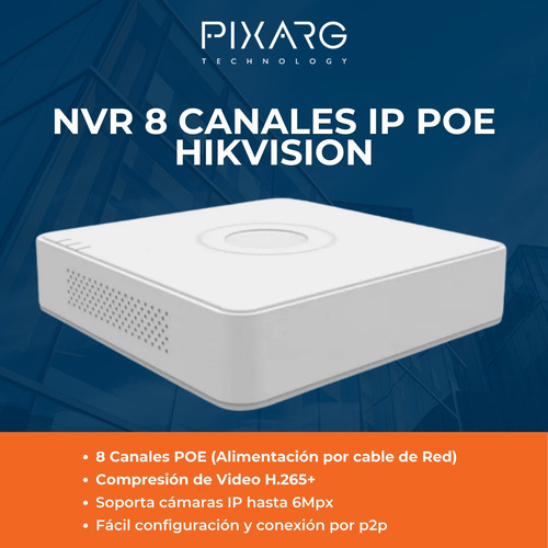 Imagen 2 de 9 de Nvr 8 Canales Poe Ip Hikvision 8 Ch Ip Hd H265+ P2p Qr App