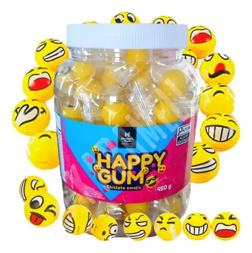 Chicletes Emojis Happy Gum - Pote 450g - Importado | MercadoLivre