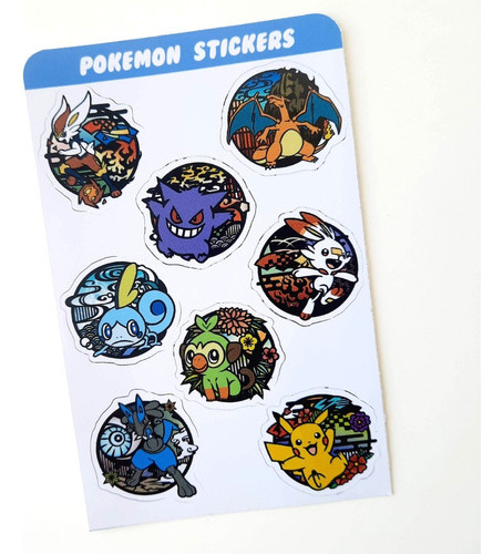 Plancha De Stickers Pokemon Troquelados Anime Pikachu Vini