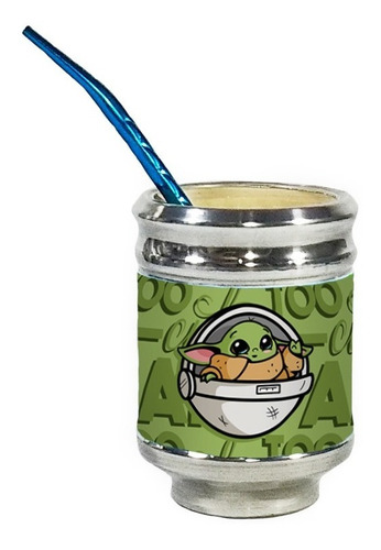 Imagen 3 de 5 de Equipo De Mate Completo Baby Yoda Cuero Set Kit Matero Mate