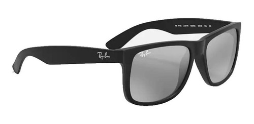 Imagen 3 de 4 de Anteojos de sol Ray-Ban Justin Color Mix Small con marco de nailon color matte black, lente grey de cristal espejada, varilla matte black de nailon - RB4165