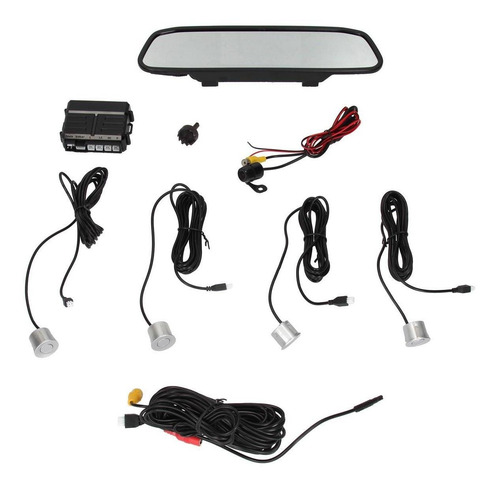 Imagen 2 de 4 de Kit Espejo Retrovisor + Sensores De Estacionamiento Gris