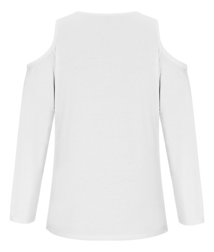 Camiseta Suave Con Hombros Descubiertos Para Mujer, Cuello E