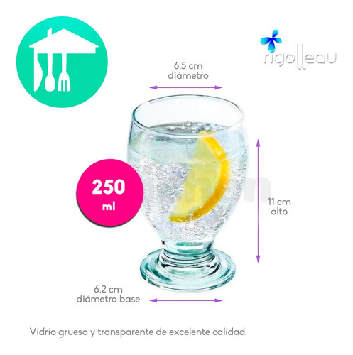 Imagen 2 de 10 de Copa Noruega Rigolleau Vidrio X6 250 Ml Cuotas
