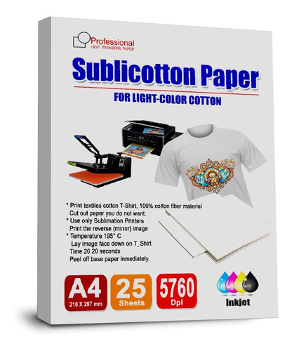 Sublicoton Transfer Paper, A4 25 Hojas, 