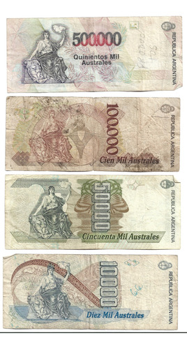 Liquido Lote 4 Billetes Australes Alta Denominación (Usado)