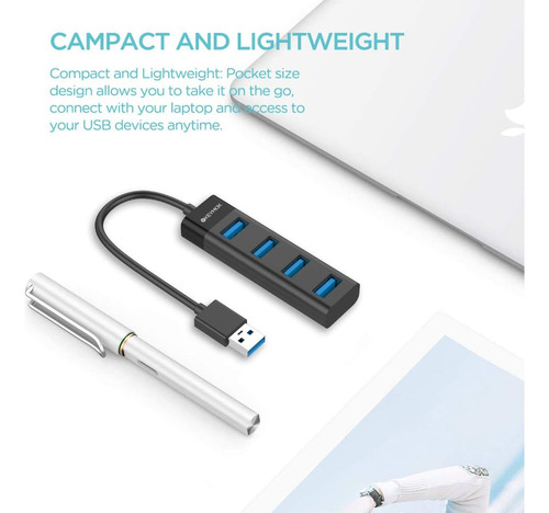 Hub Usb 3.0 De 4 Puertos, Hub Usb De Datos De Tamaño Comp...